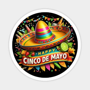 Happy Cinco de Mayo Vibrant Limon Sombrero Magnet